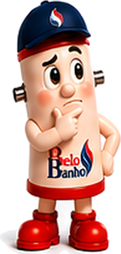 Belinho pensativo ao lado das dúvidas frequentes sobre aquecedores