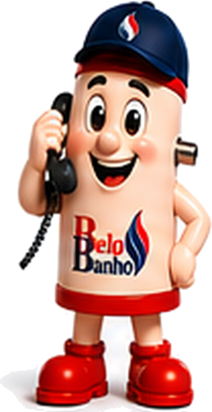 Belinho atendendo o telefone da assistência técnica Belo Banho